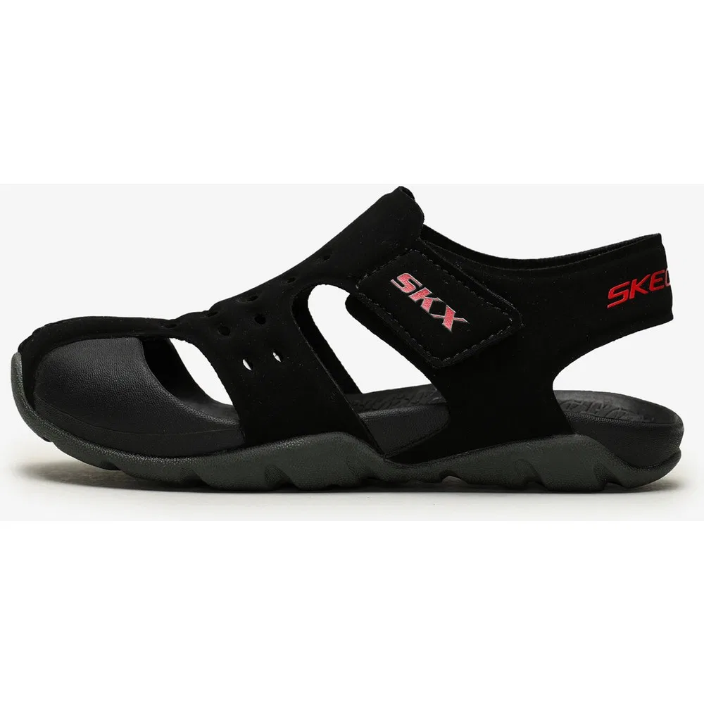 Детские сандалии для мальчиков с ремешками на липучке, Black, SİDE WAVE Skechers