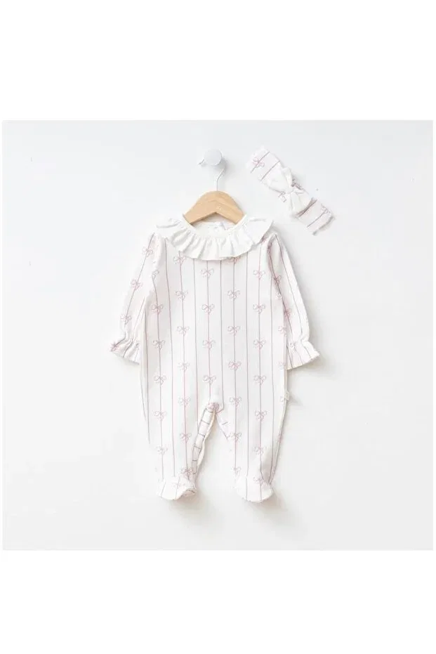 Детское боди-комбинезон с принтом Bow Print Baby Long, Lila