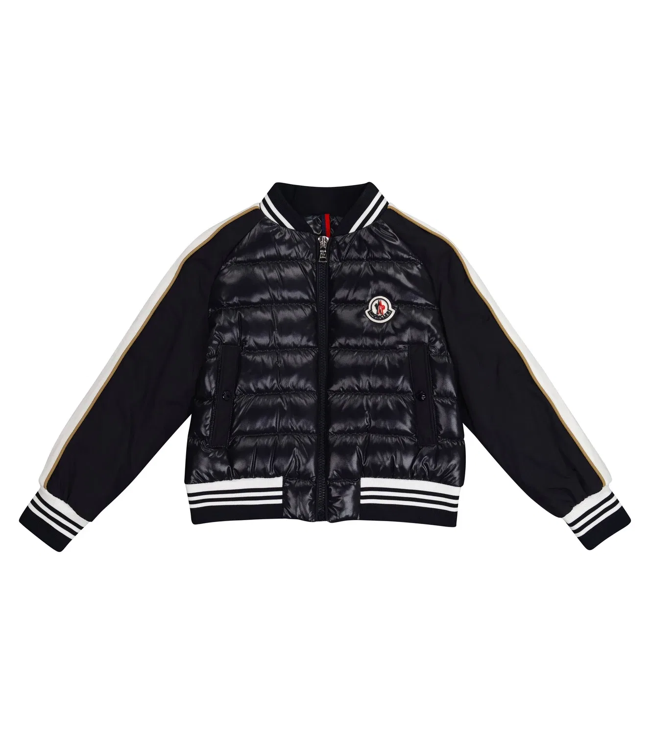 Пуховик-бомбер с капюшоном Moncler Enfant, синий
