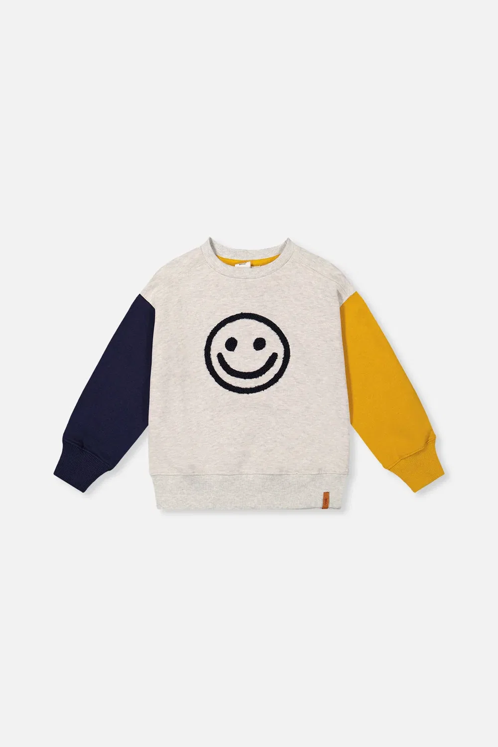 Детский свитшот из флиса с принтом смайлика Deux par Deux, Heather Grey