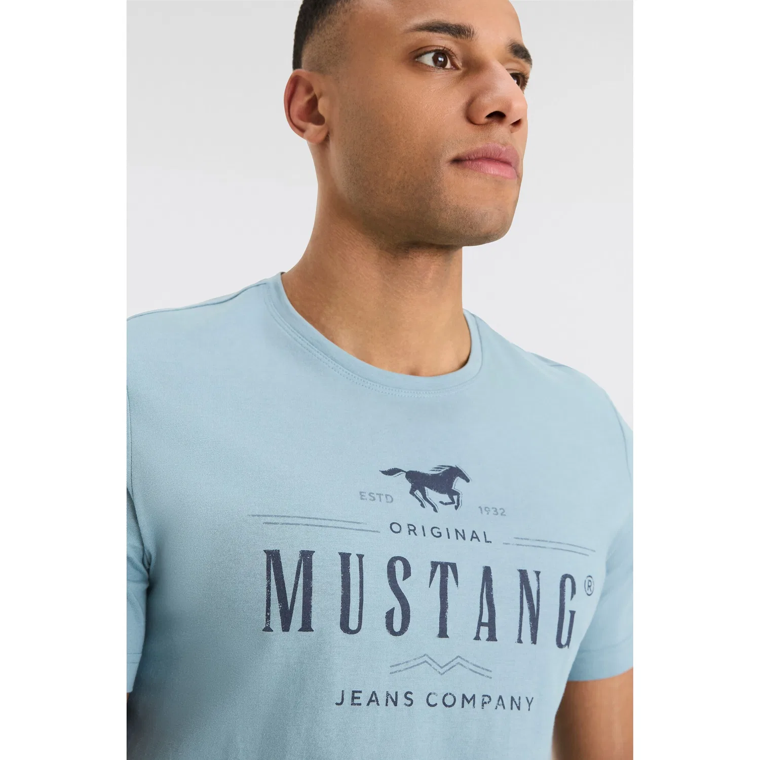 Детская футболка с принтом MUSTANG, Smoke Blue — фото 3