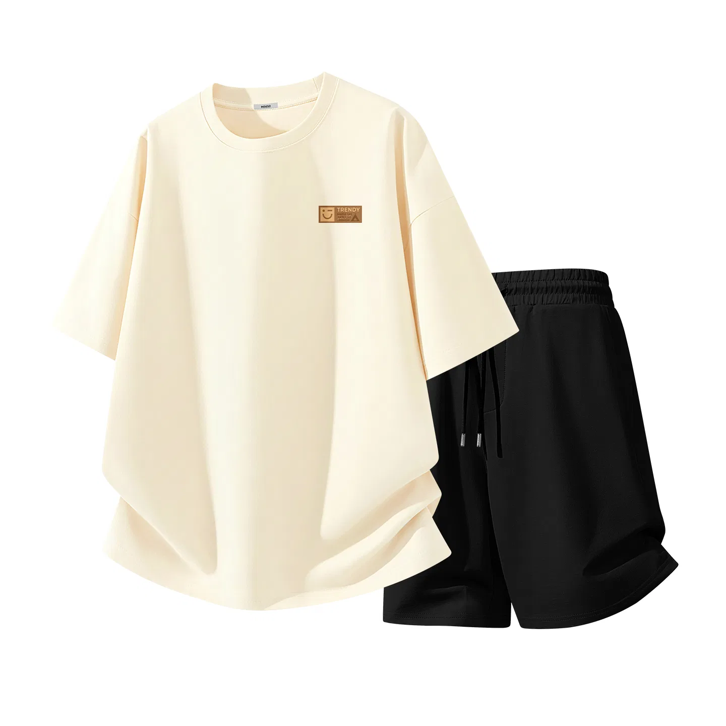 Спортивный костюм детский для мальчиков и девочек из хлопка MINISO, Light Beige Black