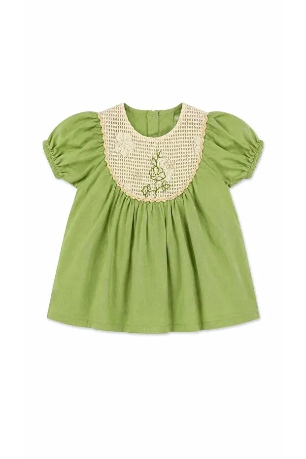 Детское платье для девочек с кружевным воротником Oz Baby, Green