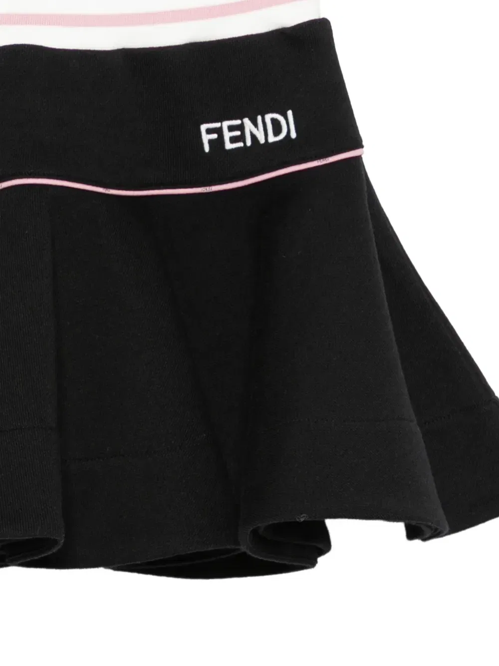 Плиссированная юбка с вышитым логотипом Fendi Kids, черный — фото 3