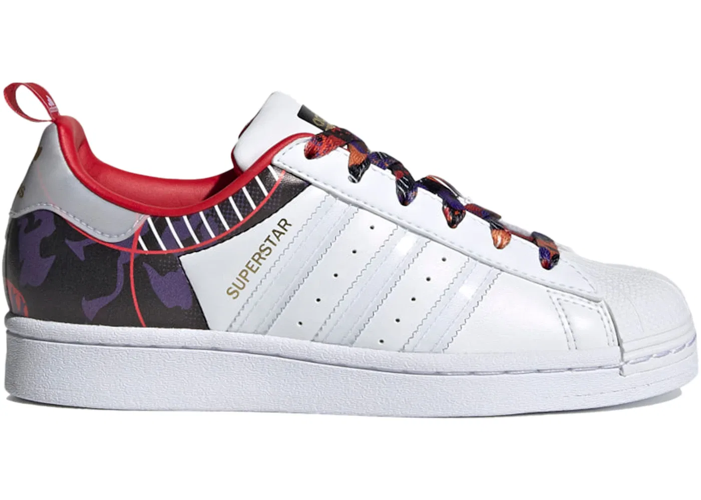 Детские кроссовки Lifestyle с принтом Adidas Superstar Adidas, Cloud White/Cloud White/Scarlet