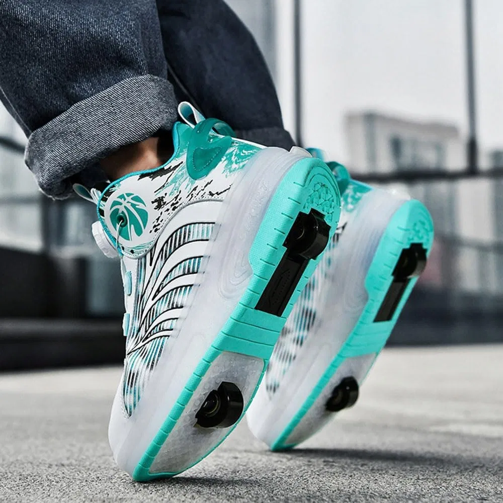 Детские роликовые кроссовки с выдвижными колесами ZYANLING, Mint Green — фото 2