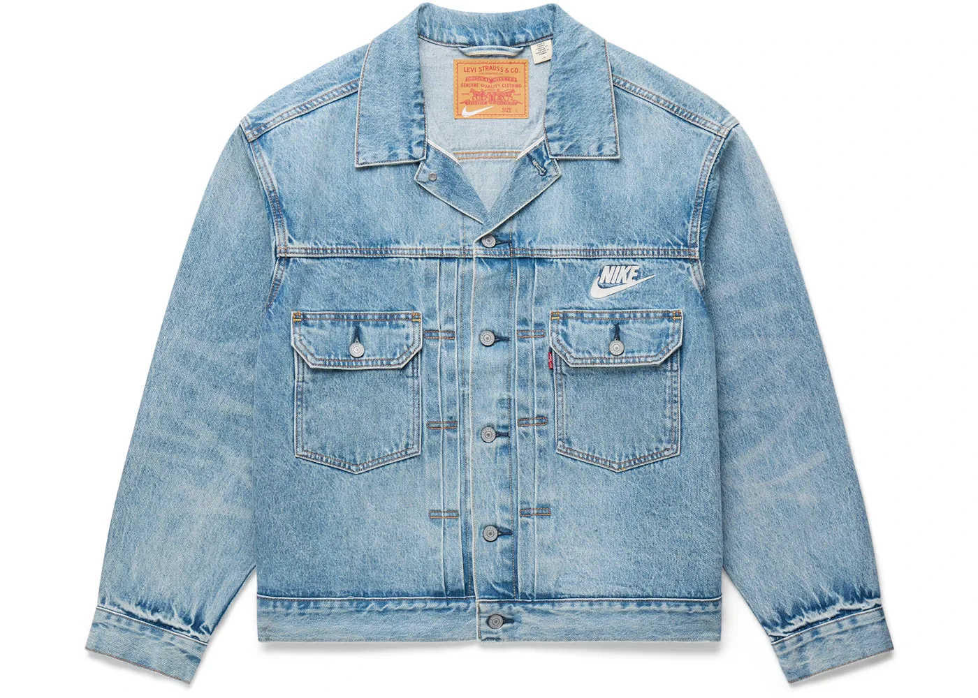 Мужская джинсовая куртка с немного свободным кроем Nike x Levis Trucker Jacket Denim, Denim