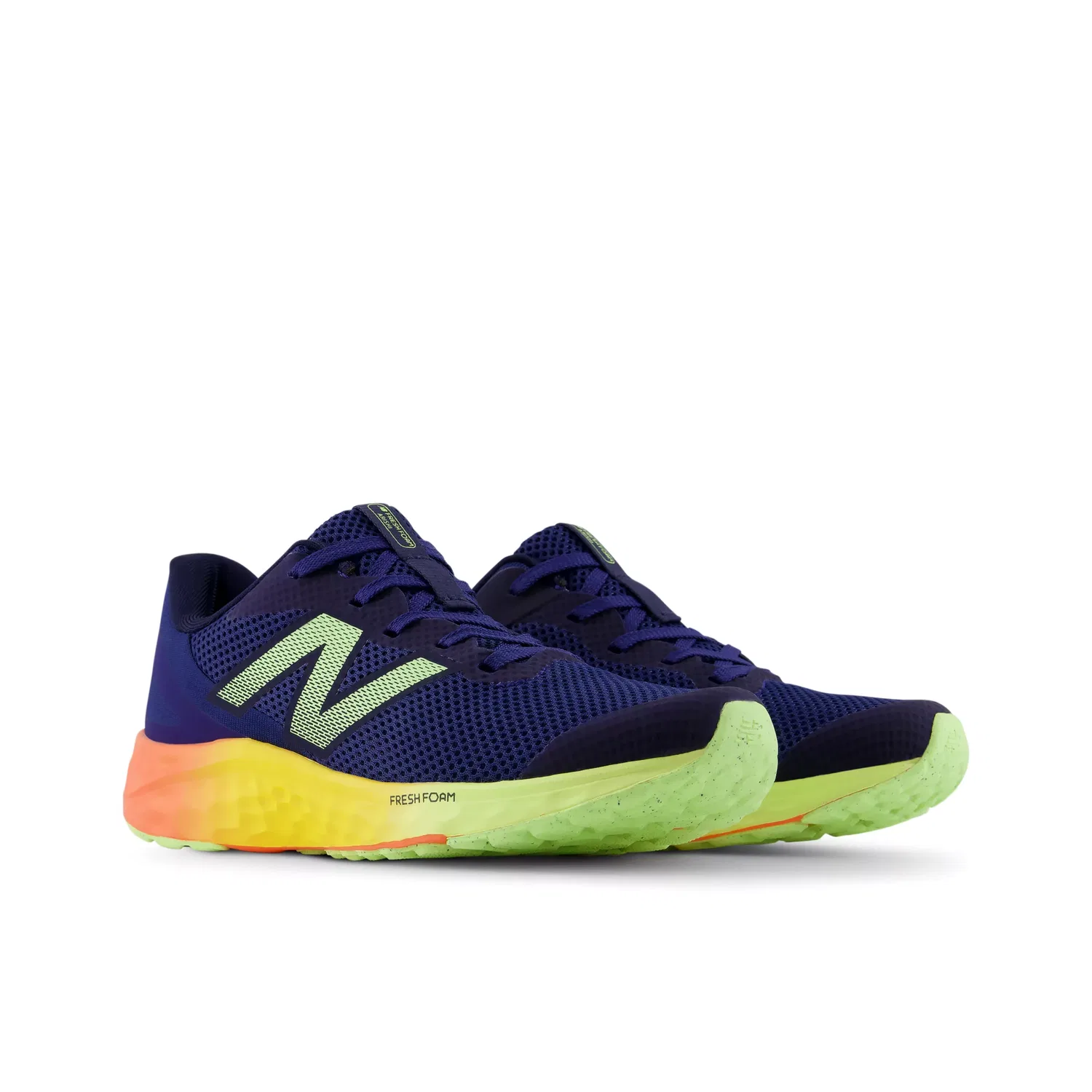 Детские кроссовки для мальчиков с дышащей сеткой Fresh Foam Arishi v4 Lace New Balance, Blue Oyster With Afterglow And Tangerine Heat — фото 2