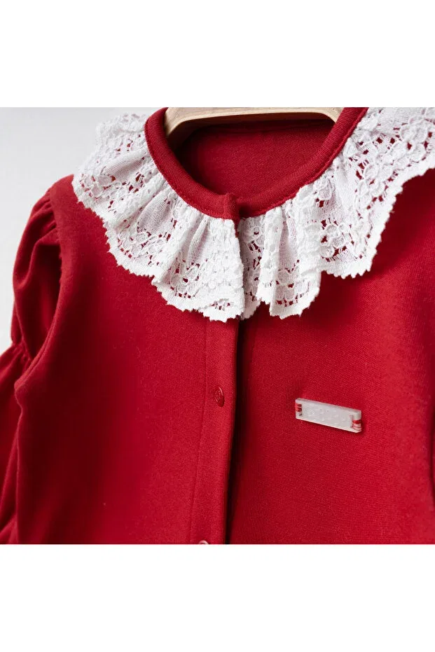 Детский комбинезон для девочек с длинным рукавом O Baby, Red — фото 3