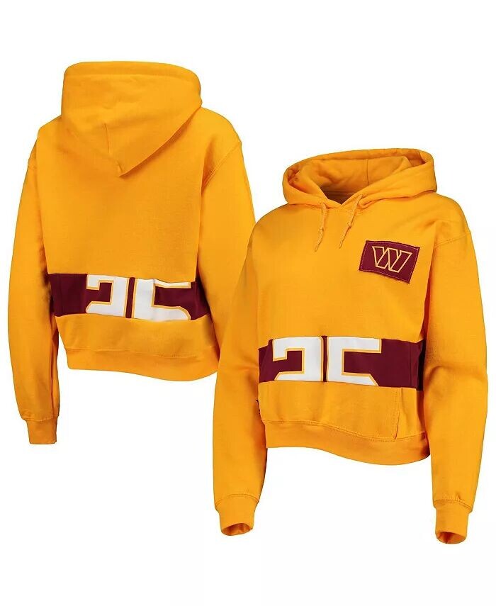 

Женский укороченный пуловер с капюшоном Washington Commanders золотого цвета Refried Apparel
