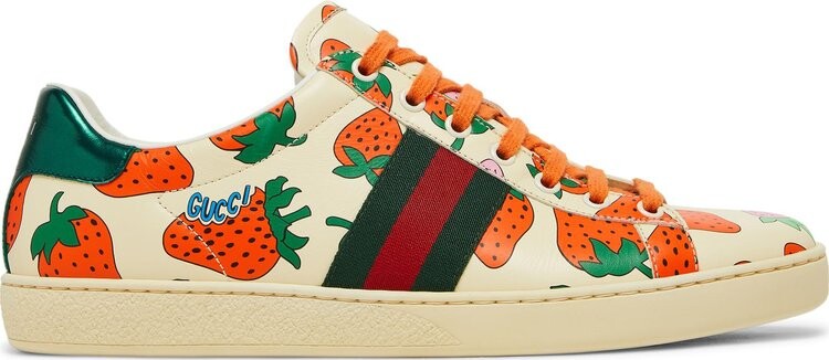 Кроссовки Gucci Wmns Ace Strawberry White, белый