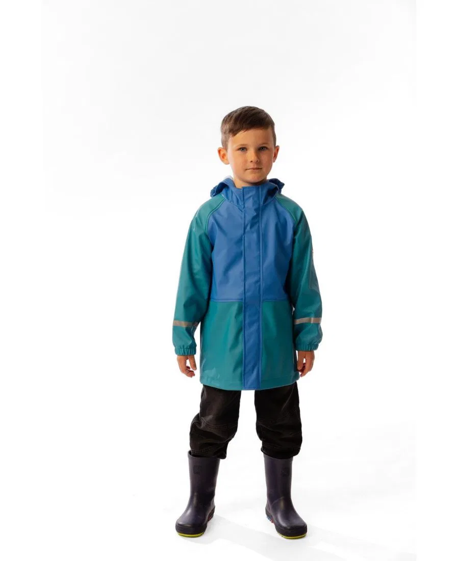 Детский дождевик с принтом, модель Rain Jacket Deux par Deux, Dark Turquoise