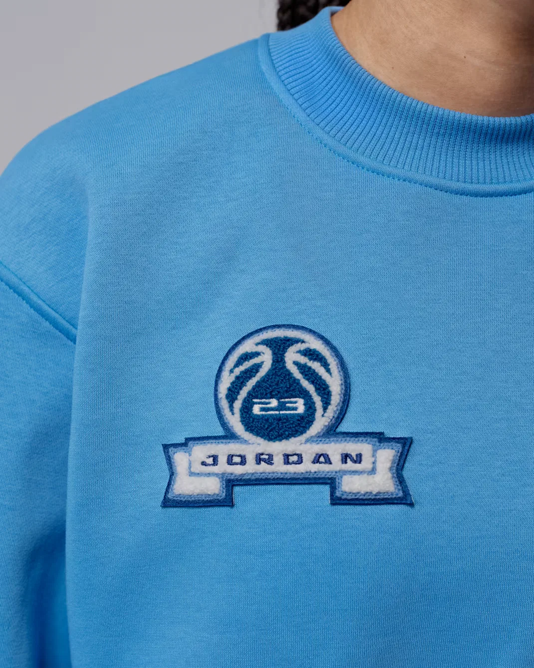 Женская укороченная толстовка с круглым вырезом Jordan Brooklyn Fleece, Blue Beyond/Sail — фото 4
