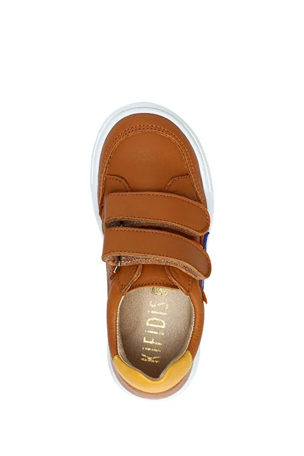 Детские туфли для девочек на липучке Kifidis, Cognac Leather — фото 3