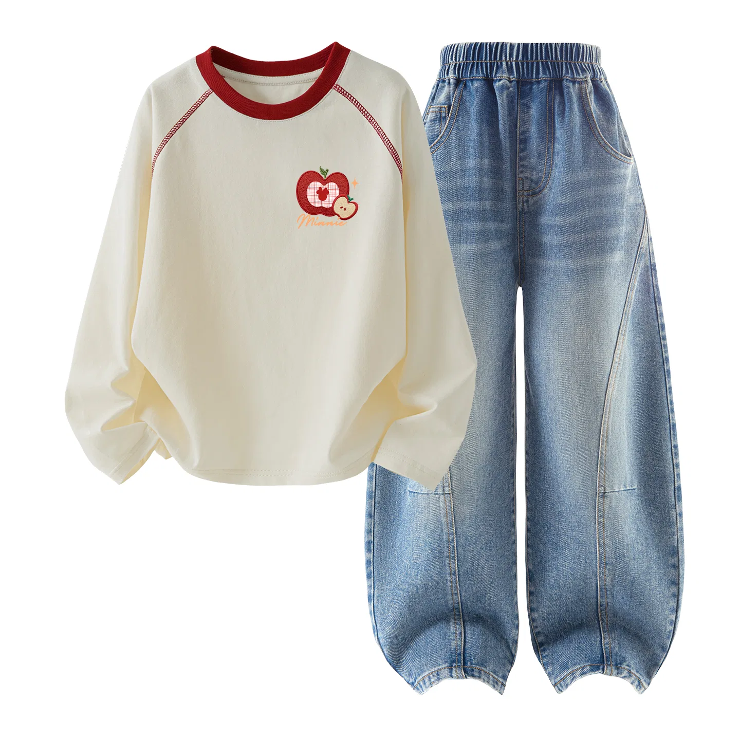 Детское спортивное трико для мальчиков с принтом Disney Dior Heart Nini Spring Sprout Green+Solid Color Denim Light Blue — фото 3