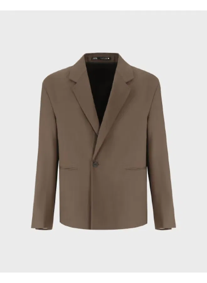 Пиджак деловой с длинным рукавом Zara, коричневый