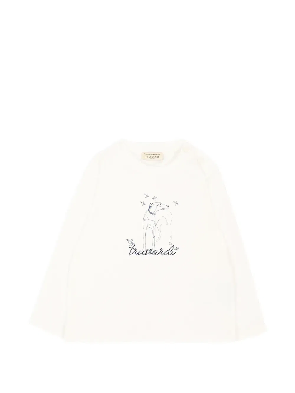 Футболка с длинными рукавами и графическим принтом Trussardi Junior, белый