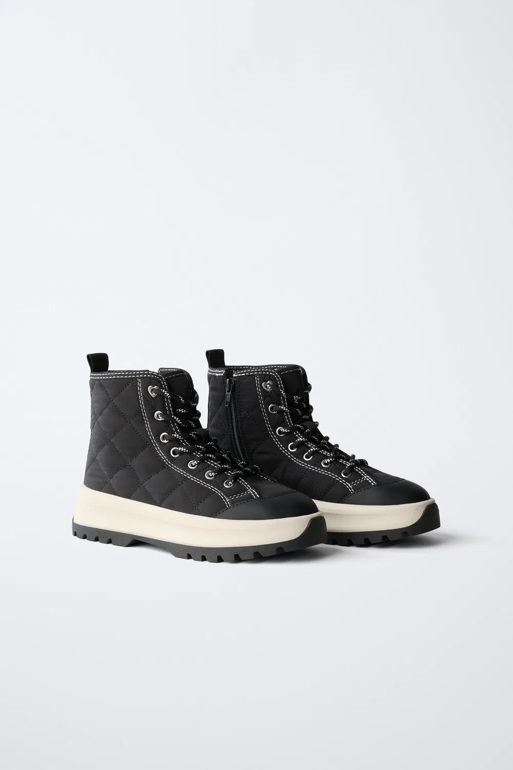 Стеганые высокие кроссовки ZARA, Black — фото 2