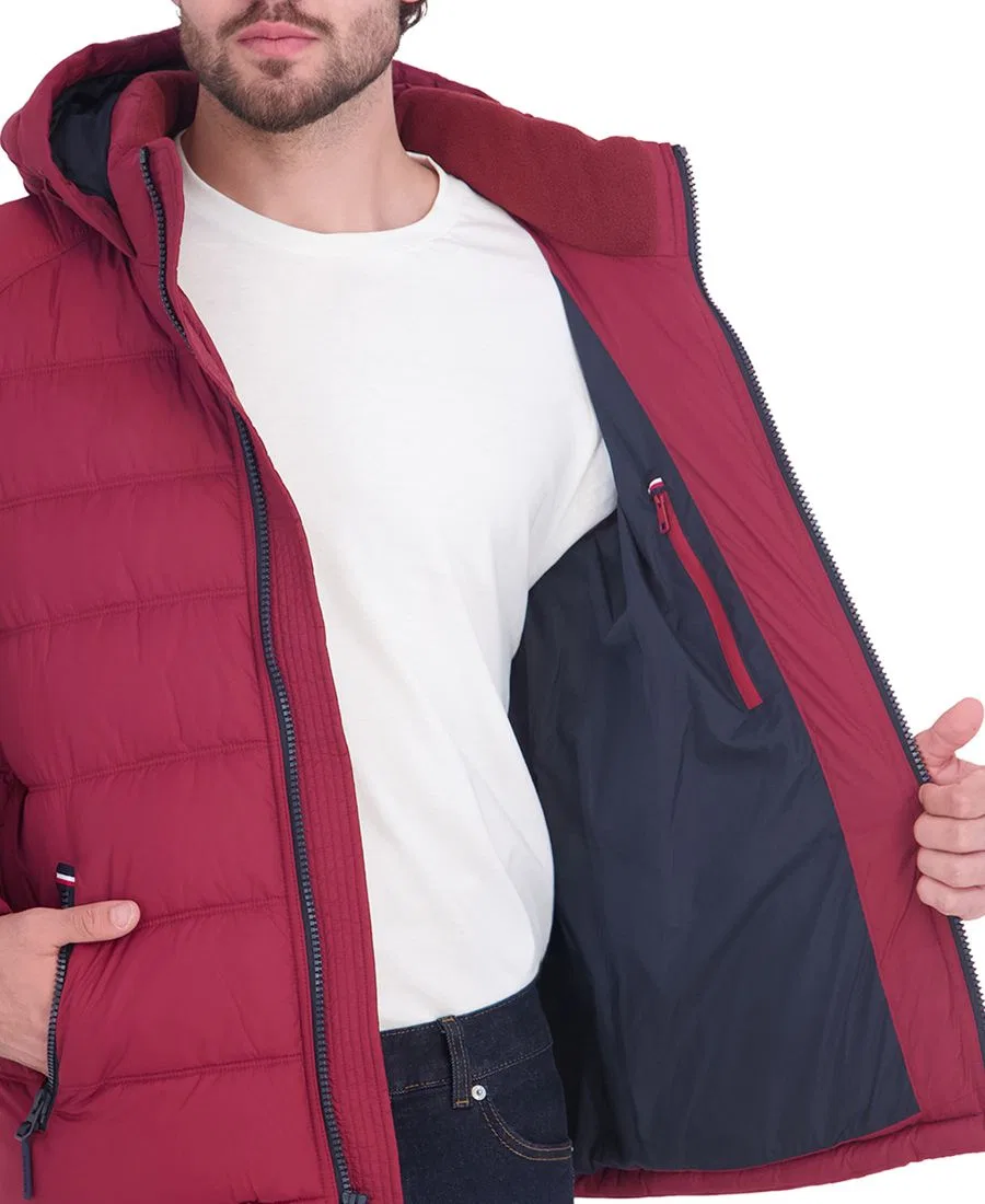 Мужская куртка-пуховик с капюшоном, стеганая Tommy Hilfiger, Red — фото 4