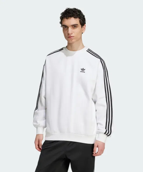 Свитшот оверсайз с 3-полосками, Adidas, белый-черный