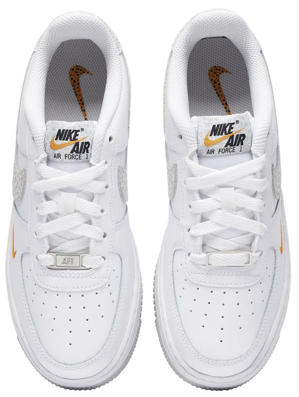 Детские кроссовки для мальчиков с кожаным верхом Air Force 1 Low Nike, белый/оранжевый/серый — фото 4