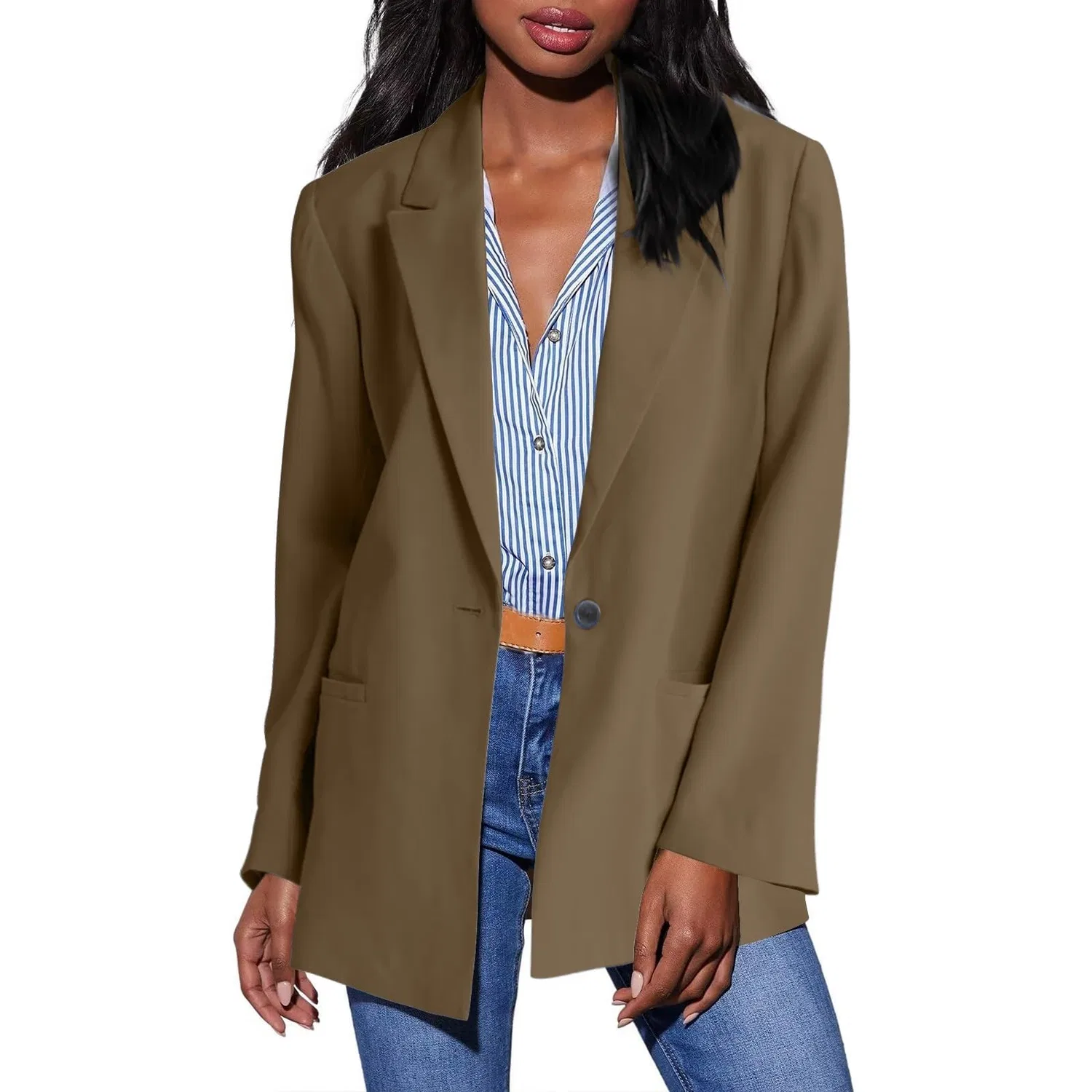 Женское пальто с длинным рукавом Solid Color Chunky Cardigan, Cachi