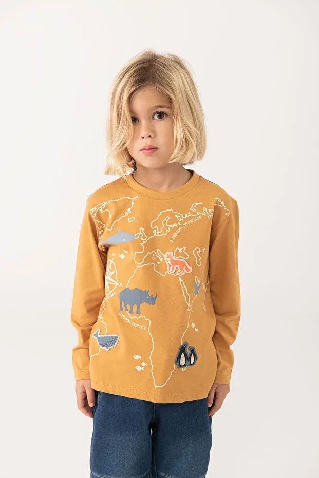Детская футболка для мальчиков с принтом Animals Printed Boboli, Multicolor