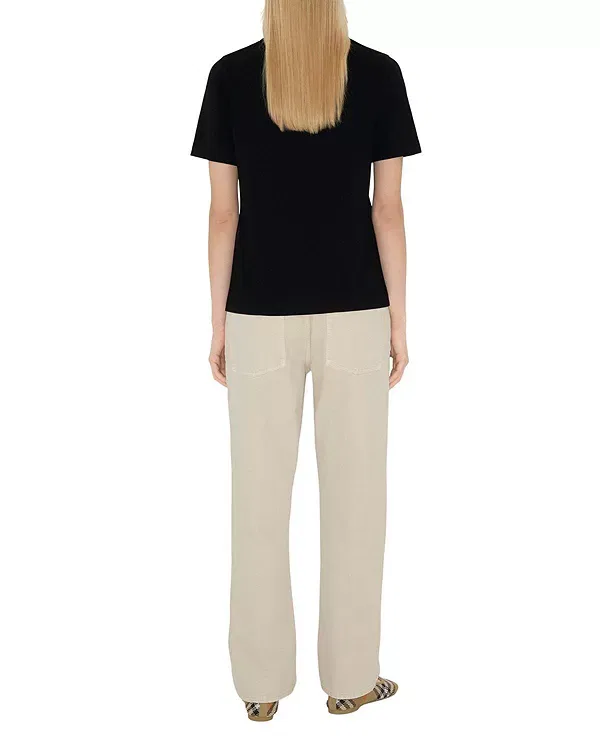 Женская футболка с принтом Check Label Cotton T-Shirt Burberry, черный — фото 2