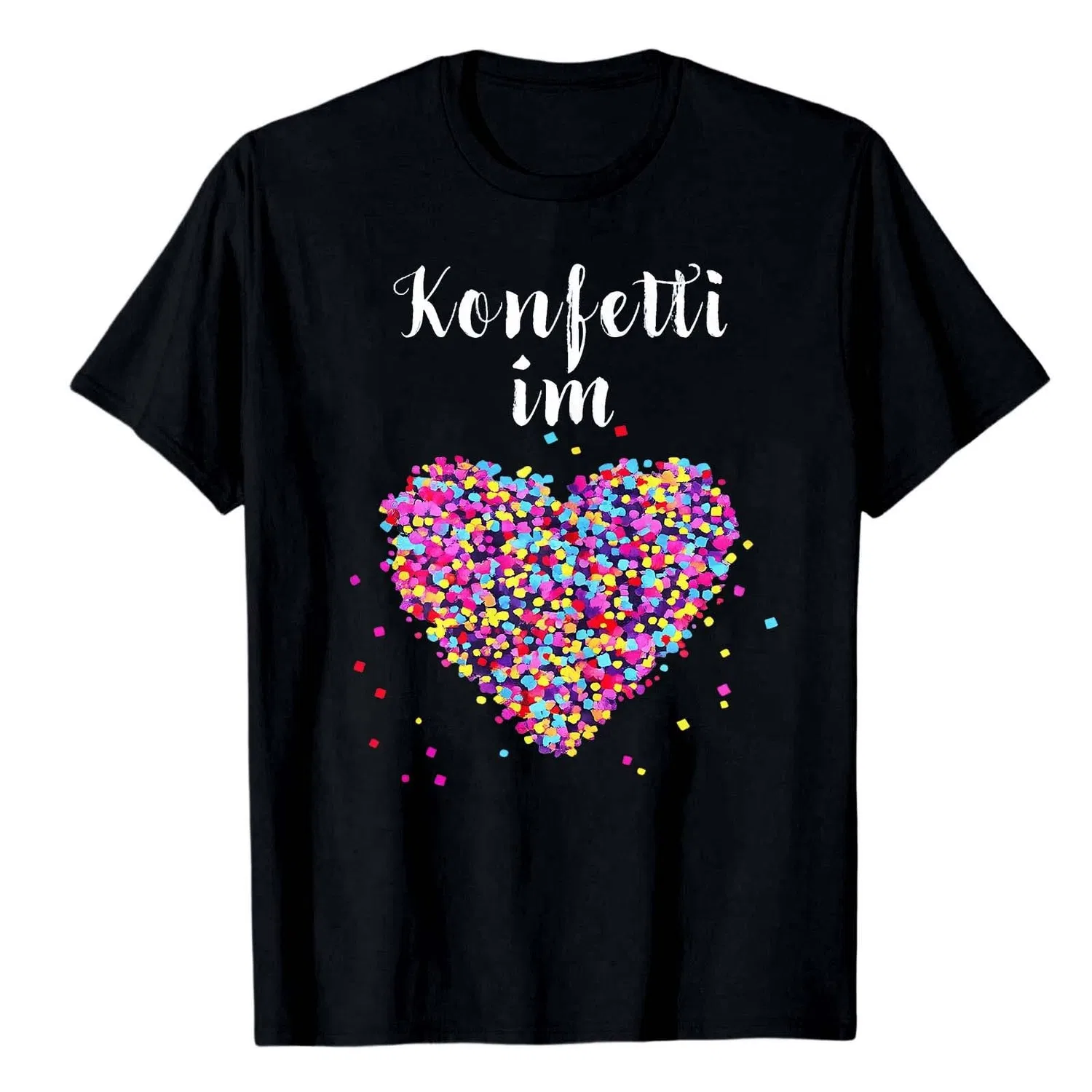Женская футболка с принтом Confetti Heart Print, Nero-d — фото 3
