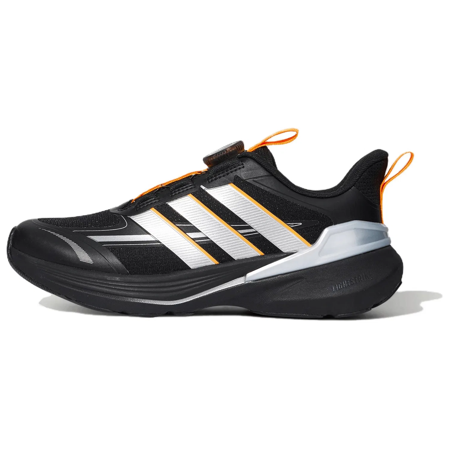 Детские кроссовки для мальчиков с принтом LIGHTDART Adidas, Black/Metallic Silver/Orange