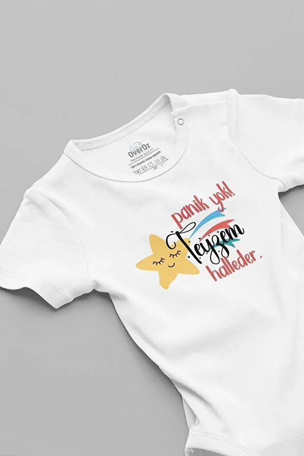 Детское боди для новорожденных с принтом Organic 100% cotton no panic, my aunt will handle it written short-sleeve snap-on baby bodysuit badi zıbın 5606 Overoz, White