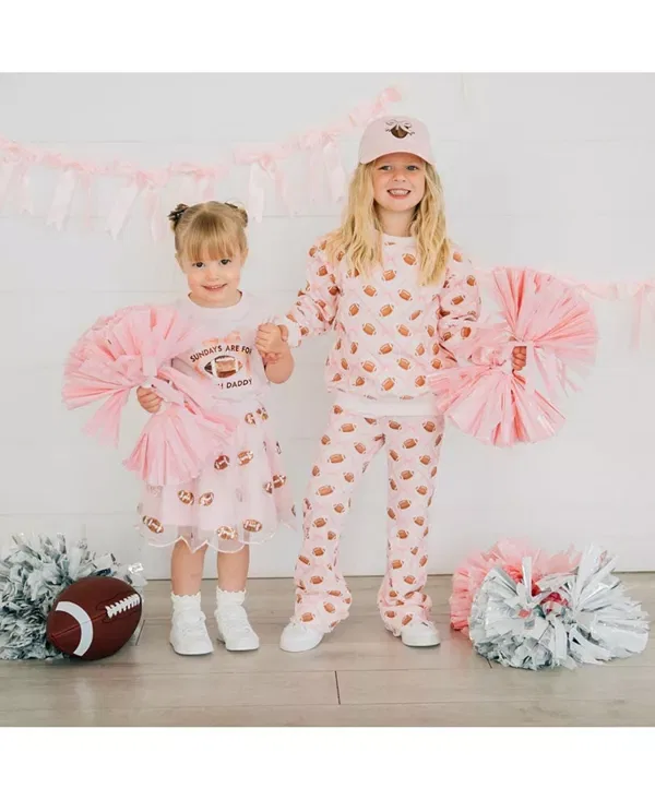Детские брюки для девочек футерованные с принтом Football Trellis Sweet Wink, Ballet Pink — фото 4