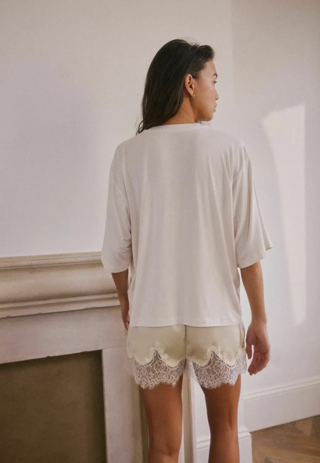 Пижамный комплект стандартного кроя с кружевной отделкой Next, Cream Yellow — фото 3