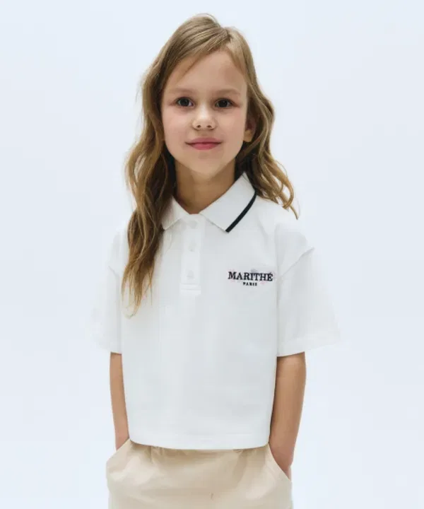 Футболка с полупринтом, детская, Marithé Kids, белый