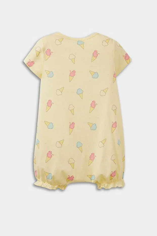 Детское боди-комбинезон для девочек с принтом Ice cream pattern Defacto, Yellow Yl450 — фото 4