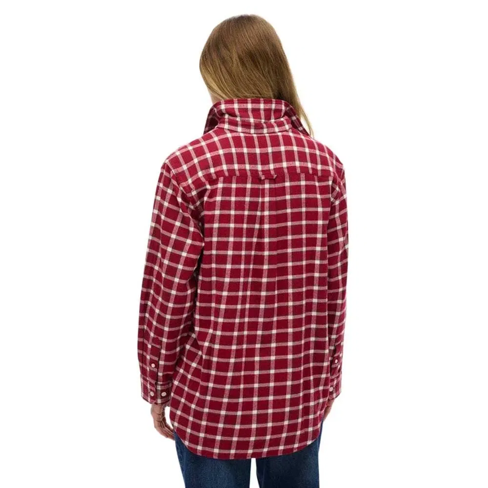 Рубашка фланелевая Superdry Check Flannel Boyfriend, красный — фото 2