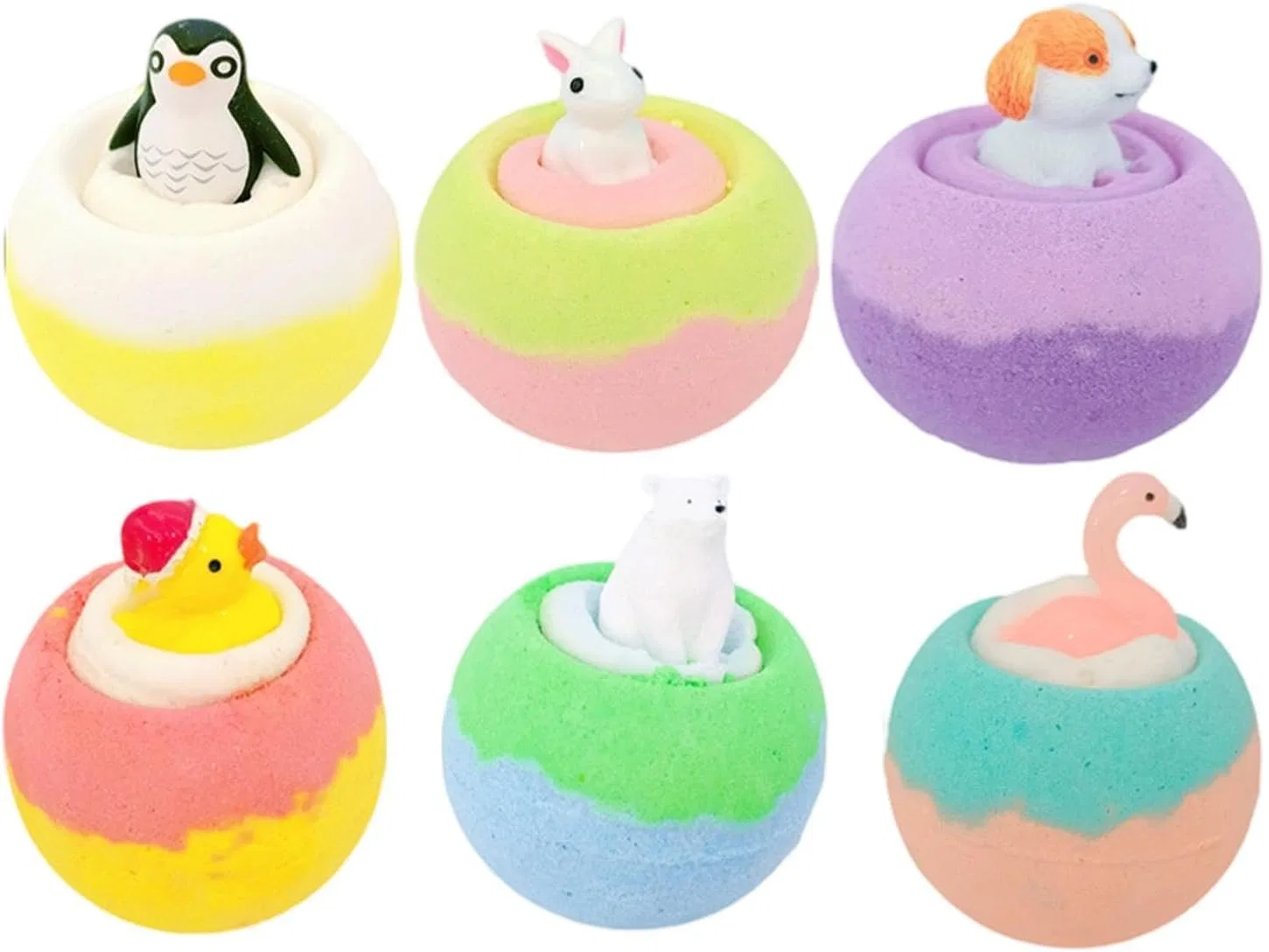 Бомбочки для ванны, 6 шт, ручной работы, с игрушкой-животным, 740 г Générique