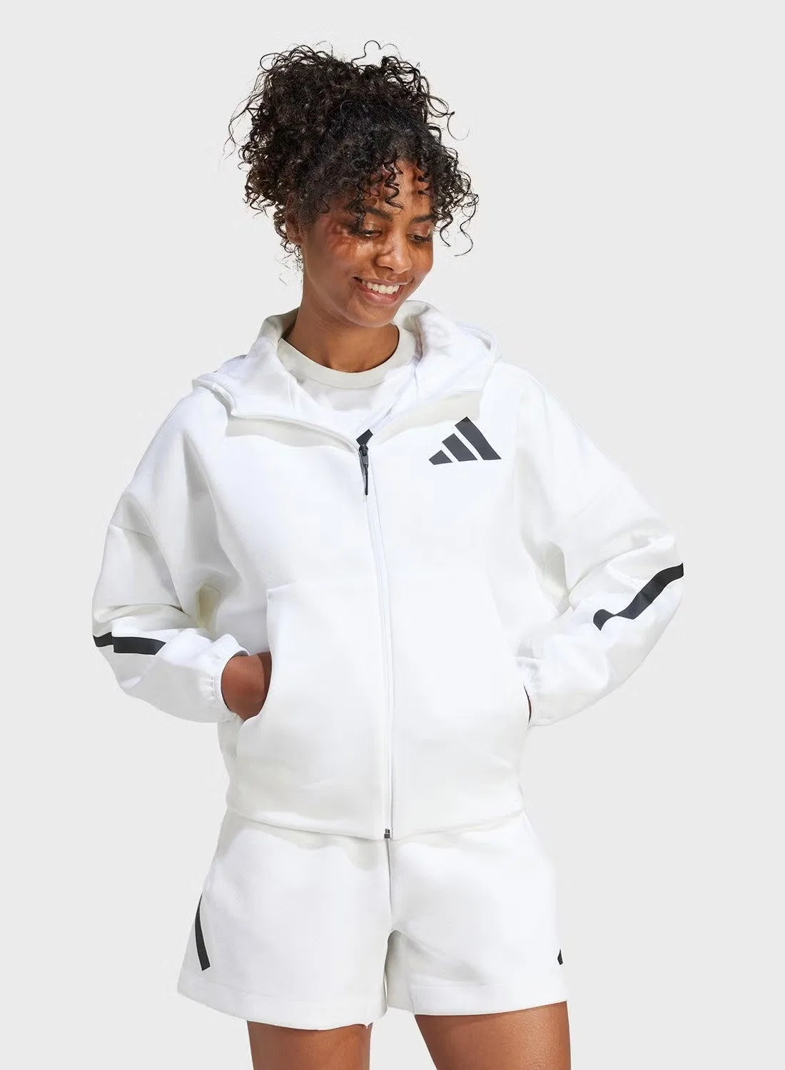 Худи на молнии Z.N.E. Adidas, белый