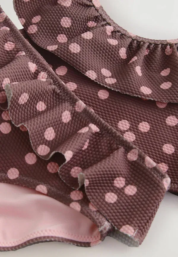 Купальник набор Taskelis Next, chocolate brown and pink polka dot, розовый/коричневый/шоколадный — фото 2