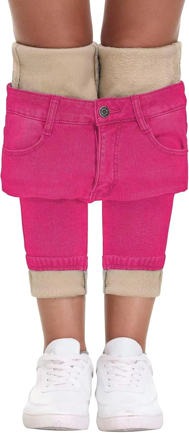 

Женские зимние джинсы KDF с подкладкой из флиса коричневого цвета