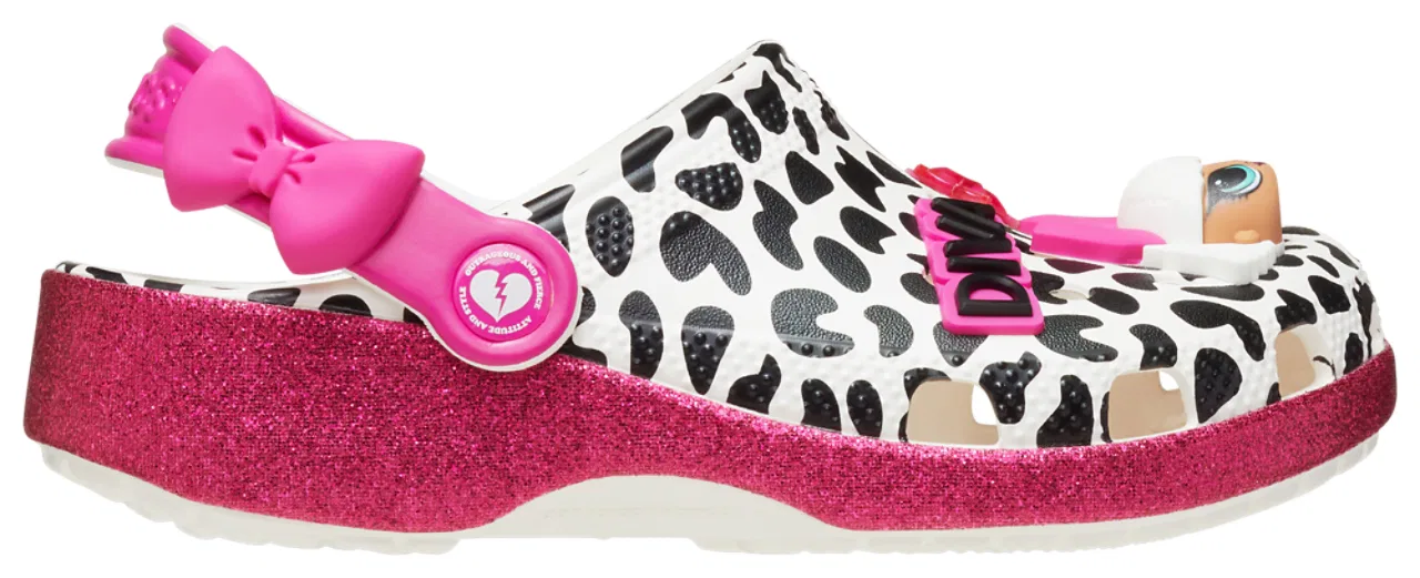 Детские клоги для девочек с вентиляционными отверстиями LOL Surprise Diva Classic Clogs Crocs, черный/белый/розовый