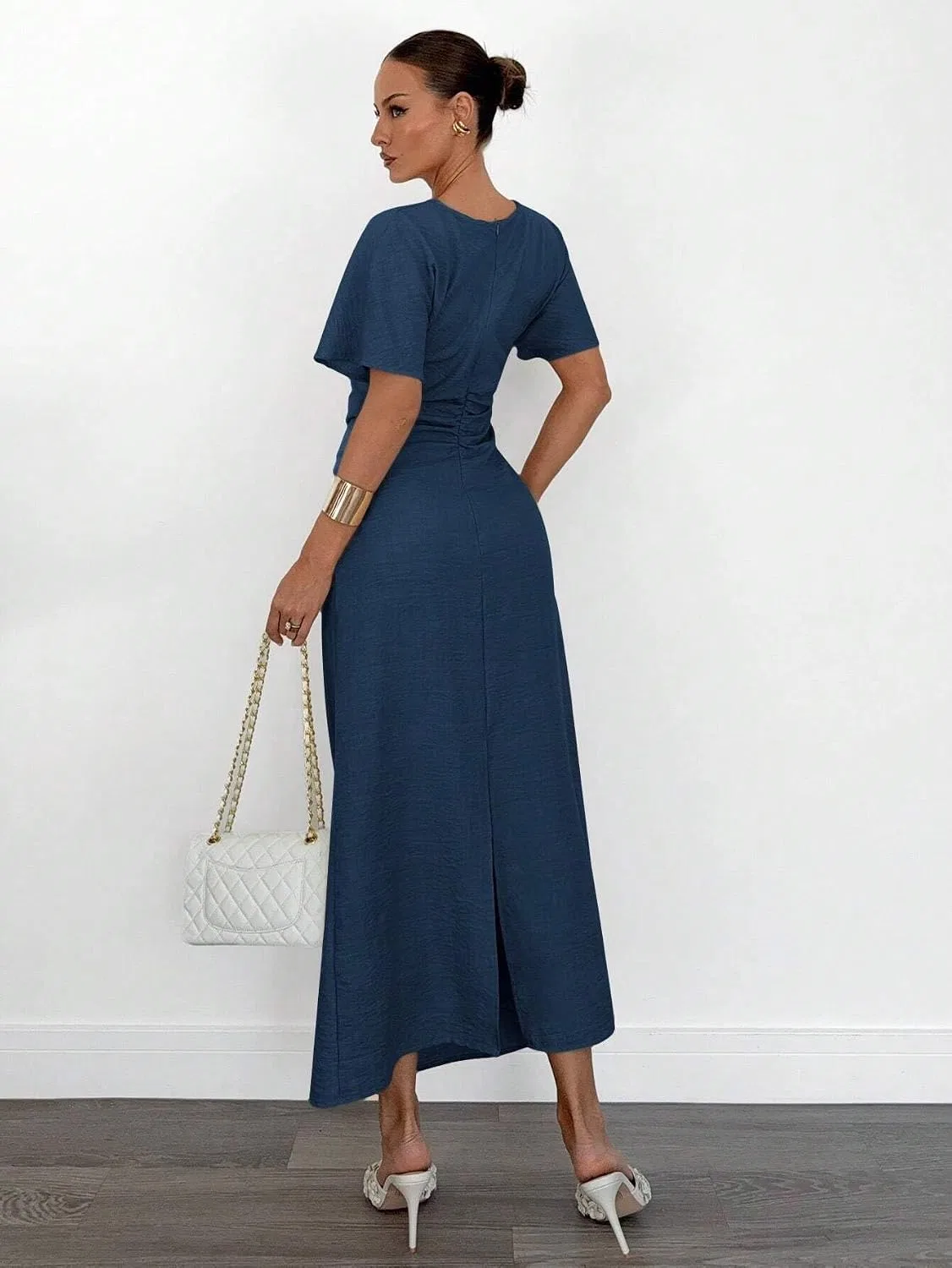 Женское элегантное платье А-силуэта с воланами, Navy Blue — фото 2