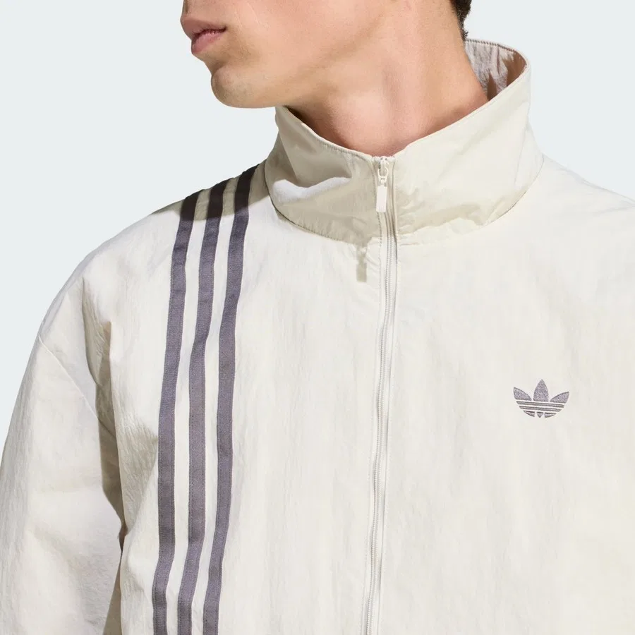 Женская куртка из футера с принтом Firebird Front Stripes Woven Track Top adidas Originals, Бежевый — фото 4