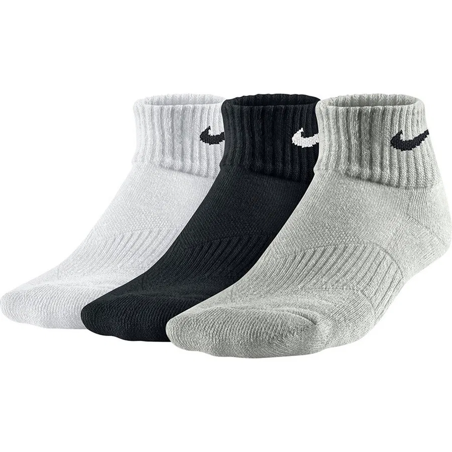 Комплект носков Nike Performance Cushioned Quarter, 3 пары, Бело-серо-черный