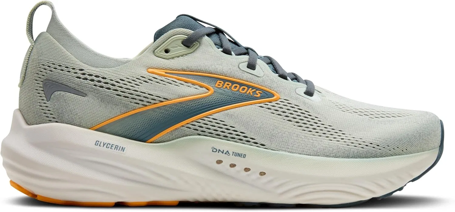 Мужские беговые кроссовки Brooks Glycerin 22 нейтрального цвета, Smoke Stormy Orange — фото 2