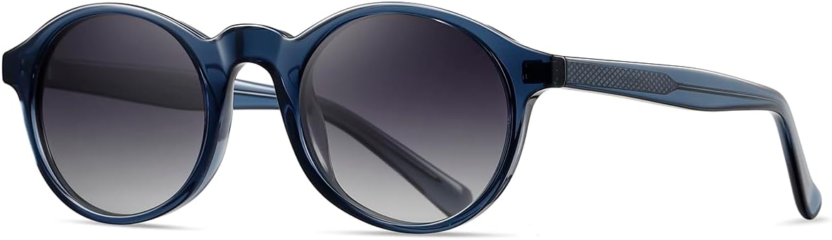 

Солнцезащитные очки в круглой оправе, защита от УФ-излучения UV400, ретро-стиль, ацетатные дужки, поляризованные линзы TR90, очки для вождения, унисекс weiyuchen, Blue With Grey