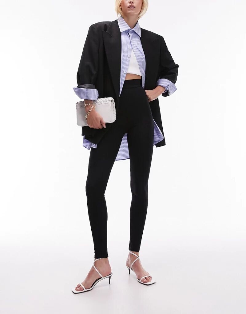 

Черные леггинсы с завышенной талией Topshop