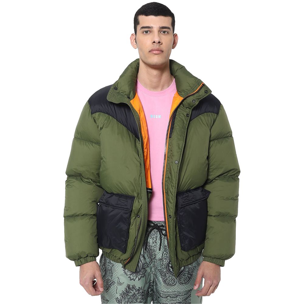 

Зеленая нейлоновая мужская куртка-бомбер MSGM