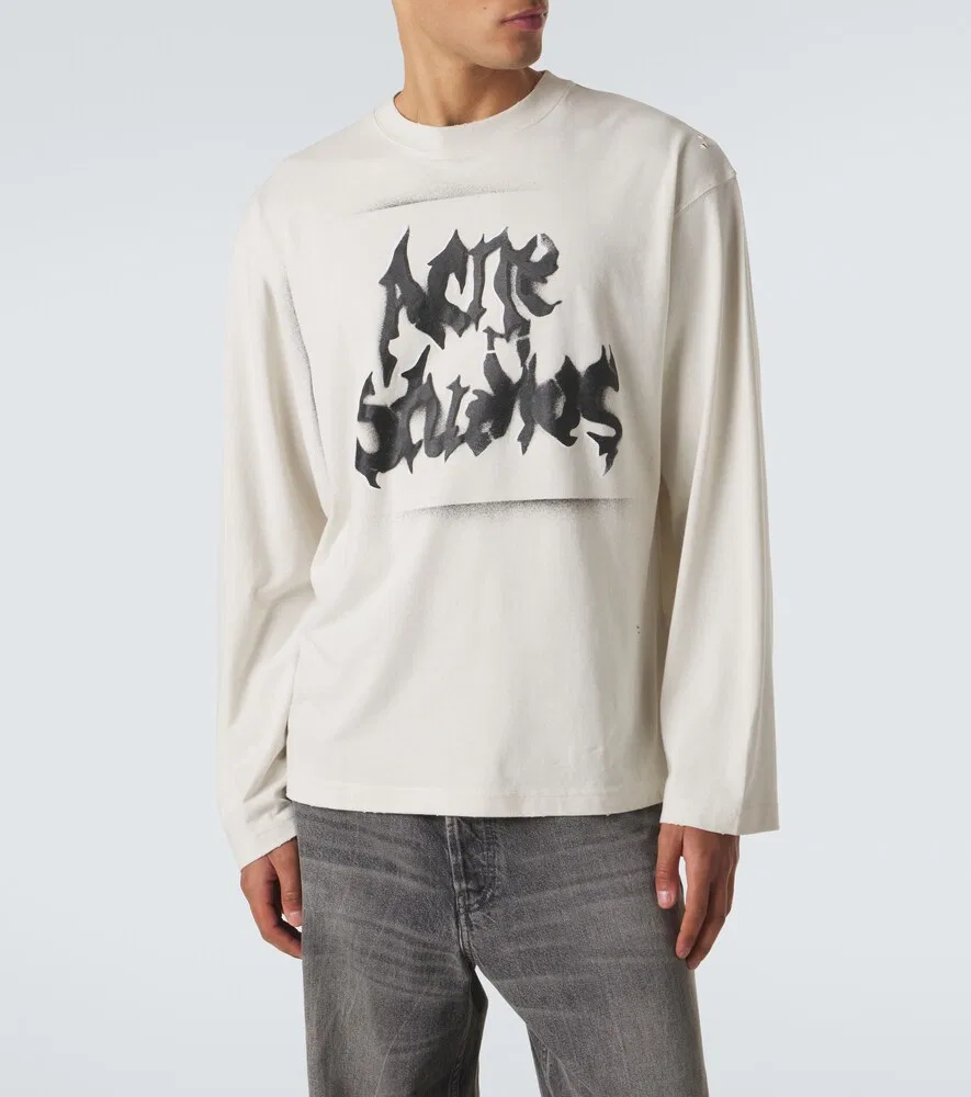 Футболка из хлопкового трикотажа с логотипом Acne Studios, белый — фото 3
