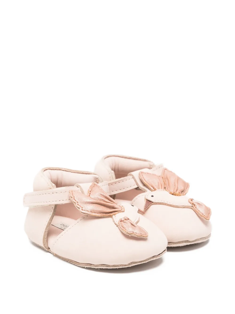 

Кожаные пинетки с аппликацией в виде птицы Donsje, розовый